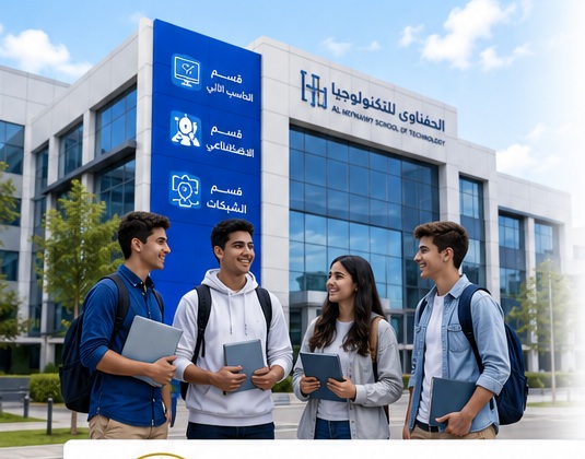 طلاب في بيئة تعليمية وتكنولوجية